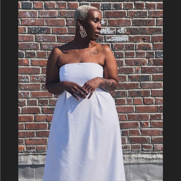 Future Collective strapless column white dress size 10 - Picture 4 of 12